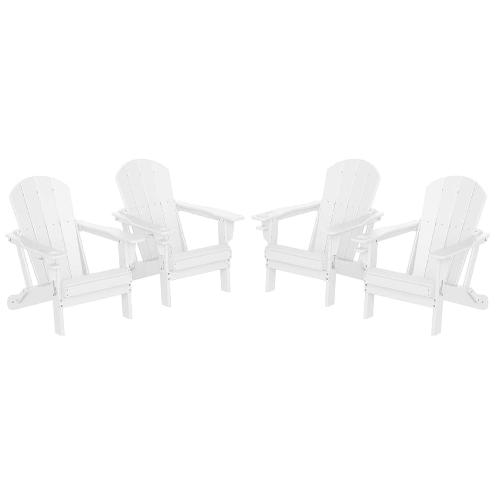 Alvaro Outdoor Adirondack Chair with Cup Holder (Set of 4)
