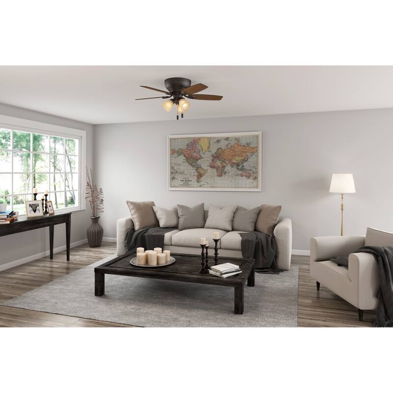 Casablanca 44" Durant Low Profile Ceiling Fan with LED Light Kit and Pull Chain