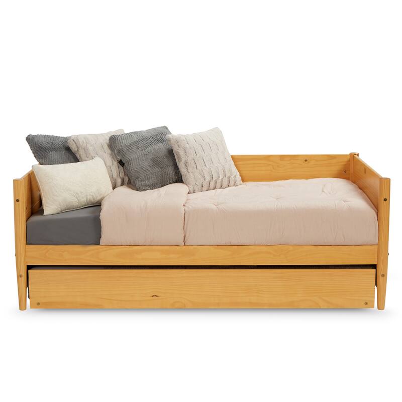 Mid-Century Modern Twin Size Day Bed with Twin Trundle
