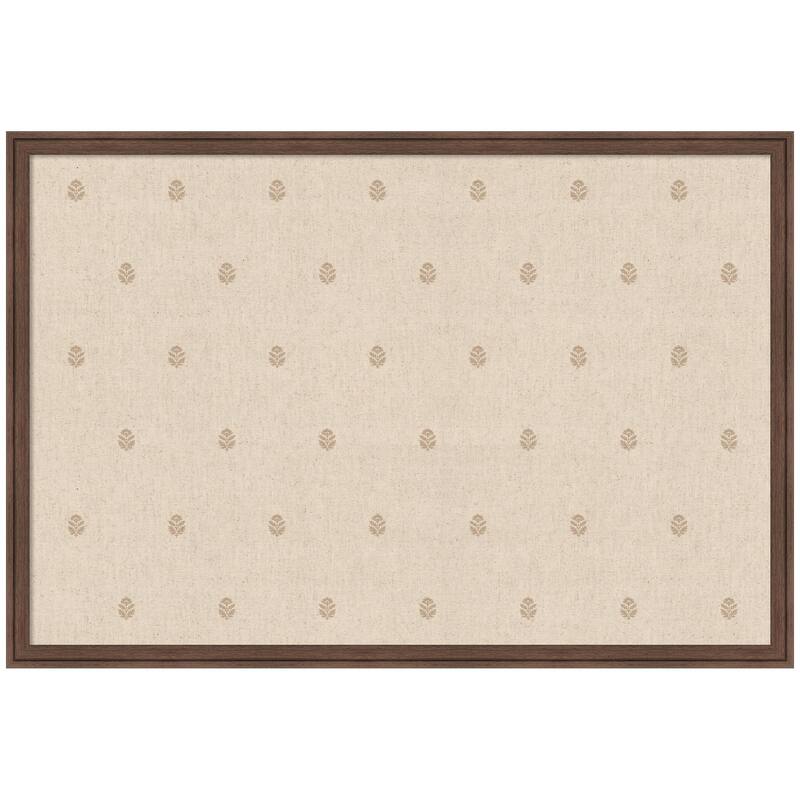 Kate and Laurel Pinboard Beige Botanical Block Print - 38x26 - Florence Medium Brown