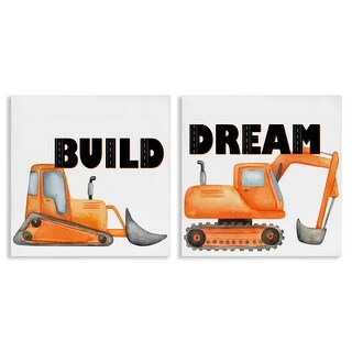 Stupell Build & Dream Construction Vehicles Canvas Wall Art Design By ...