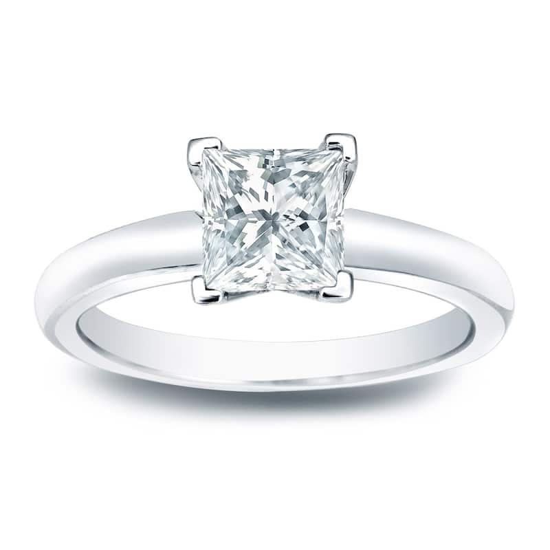 Auriya 14k Gold 1/3ctw Princess-cut Solitaire Diamond Engagement Ring - White - 4