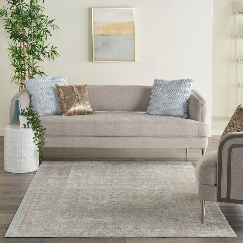 Malta Traditional Vintage Persian Medallion Area Rug - 3'11" x 5'7" - Grey - Rectangle