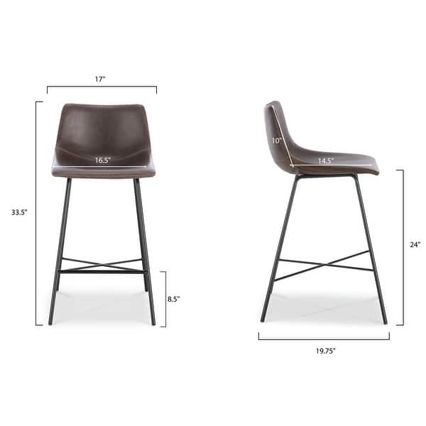 dimension image slide 2 of 3, Poly & Bark Paxton 24" Seat Height Counter Stool (Set of 2)