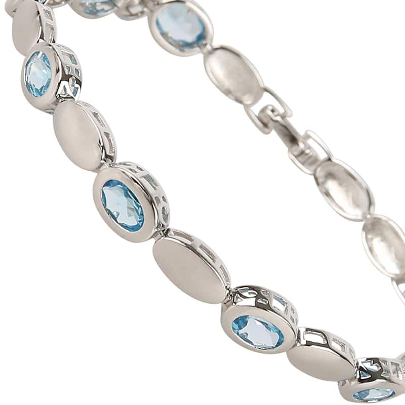 925 Sterling Silver Swiss Blue Topaz Bracelet
