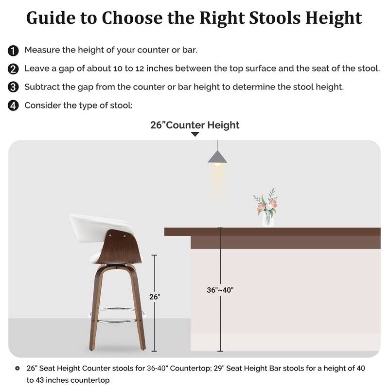 Modern Swivel Bar Stools Upholstered Counter Height Stools, Set of 2