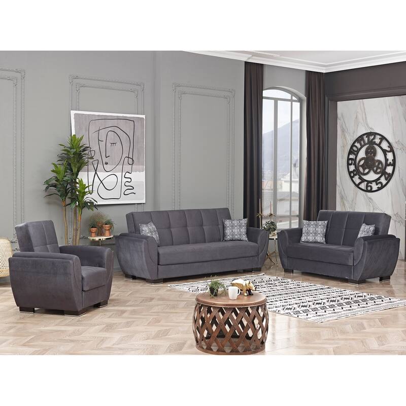 Collection Upholstered Convertible Loveseat With Storage