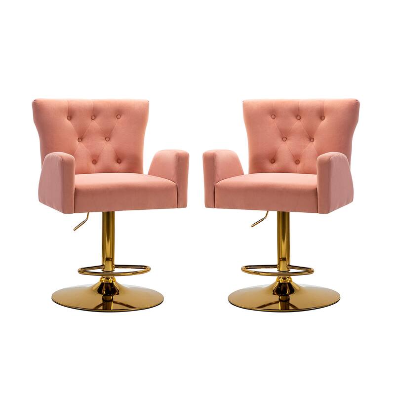 Loreto Modern Tufted Velvet Swivel chair with Adjustable Height Set of 2 by HULALA HOME