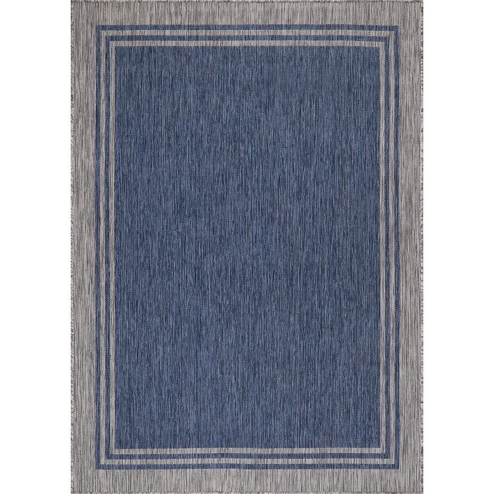 Washable Bordered Indoor Outdoor Rug for Patio, Deck, Porch