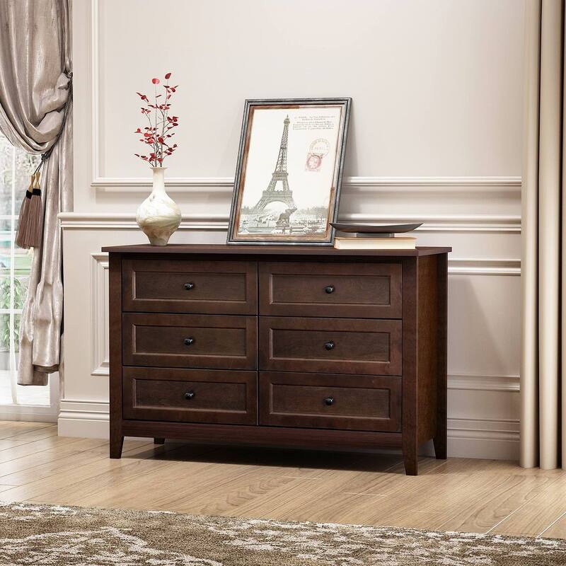 Modern Solid Wood Drawer Dresser with Retro Round Handles