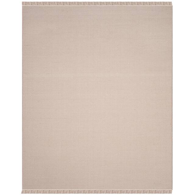 SAFAVIEH Handmade Montauk Rukhsana Flatweave Cotton Fringe Rug - 11' x 15' - Ivory/Grey