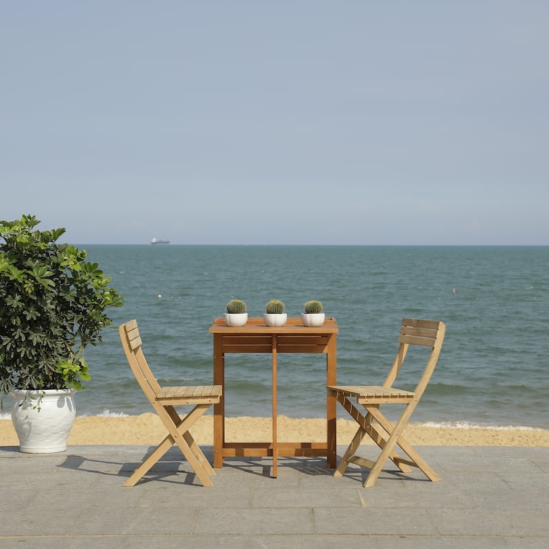 SAFAVIEH Outdoor Lisbeth Flower Shelf 3-Piece Bistro Set - 25Wx25Dx30H