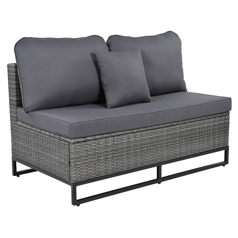 7-Pieces Outdoor Rattan Modular Sectional Sofa Set with Coffee Table, Free Combination