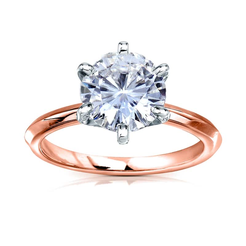 Kobelli 3 Carat Lab Grown Diamond Certified 14k Solid Gold Solitaire 6-Prong Engagement Ring (EF/VS)