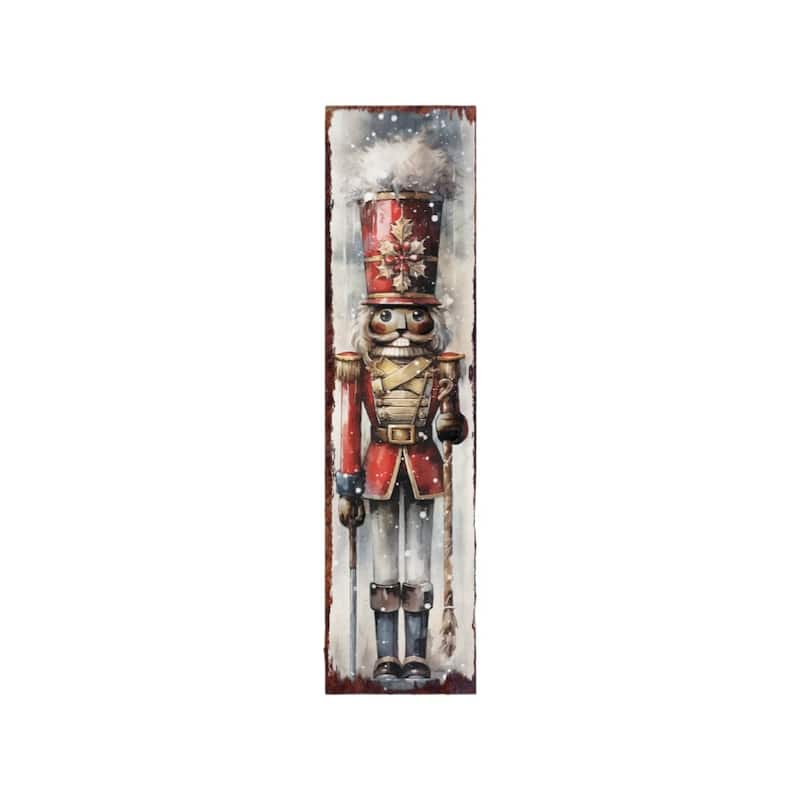HomeRoots 36" Black Red And White Solid Wood Christmas Nutcracker Porch Sign