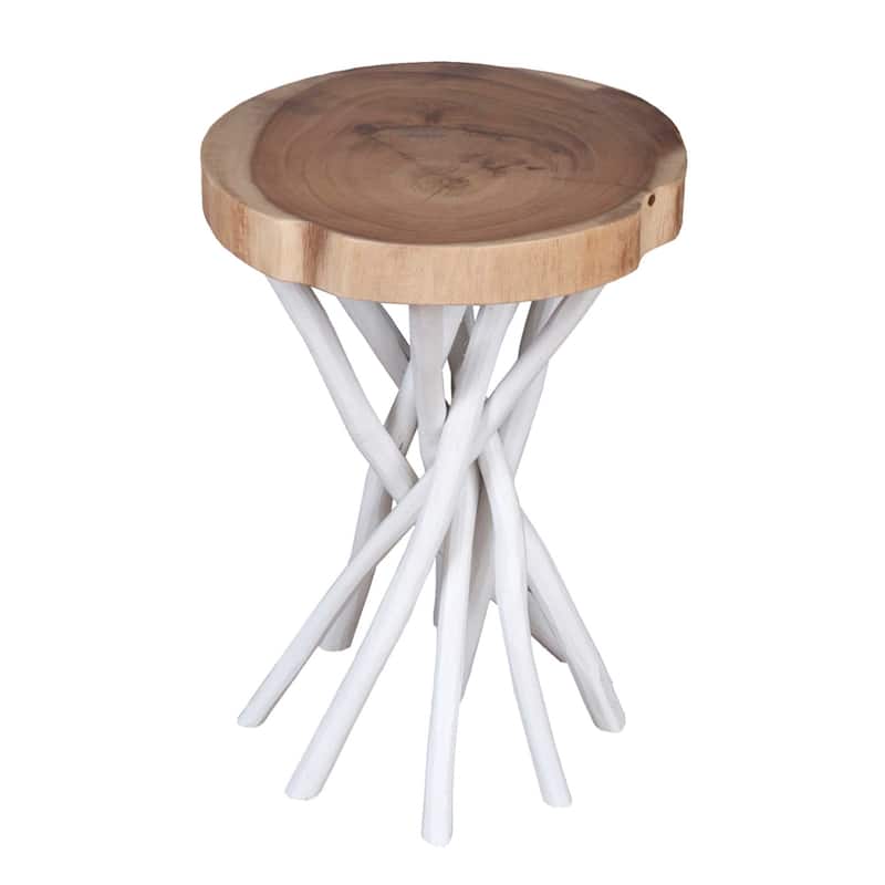 Solid Wood Cross-Cut Accent Table With Branch Base by East at Main - Small
