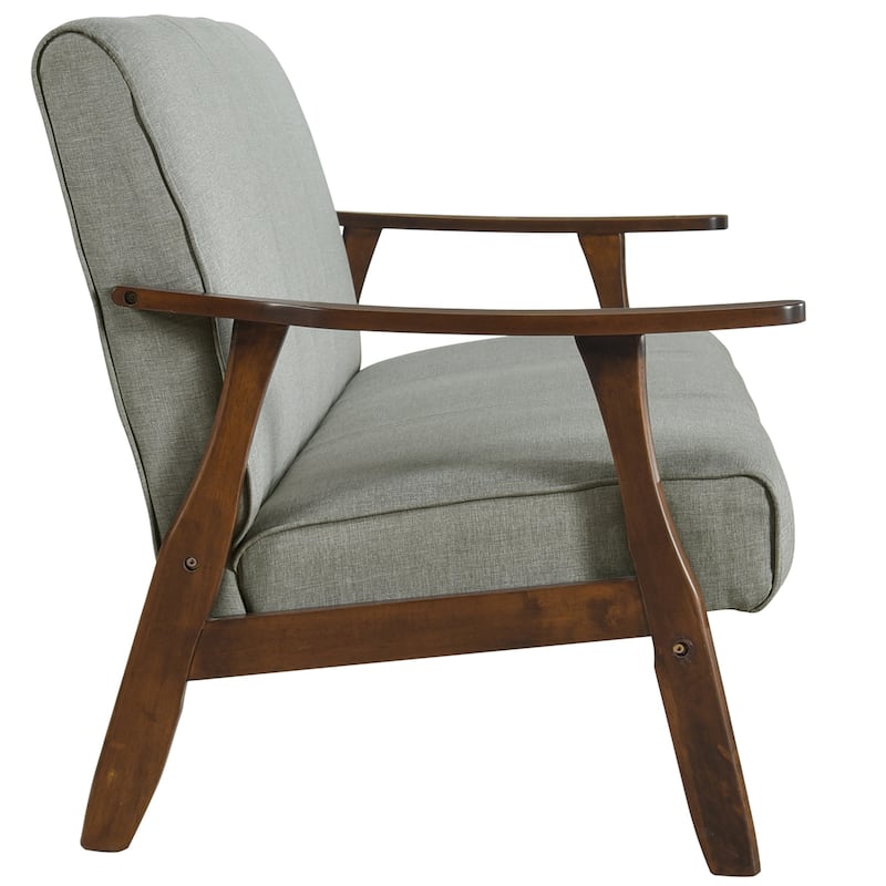 CraftPorch Wenge Wood Mid-Century Modern Linen Sofa