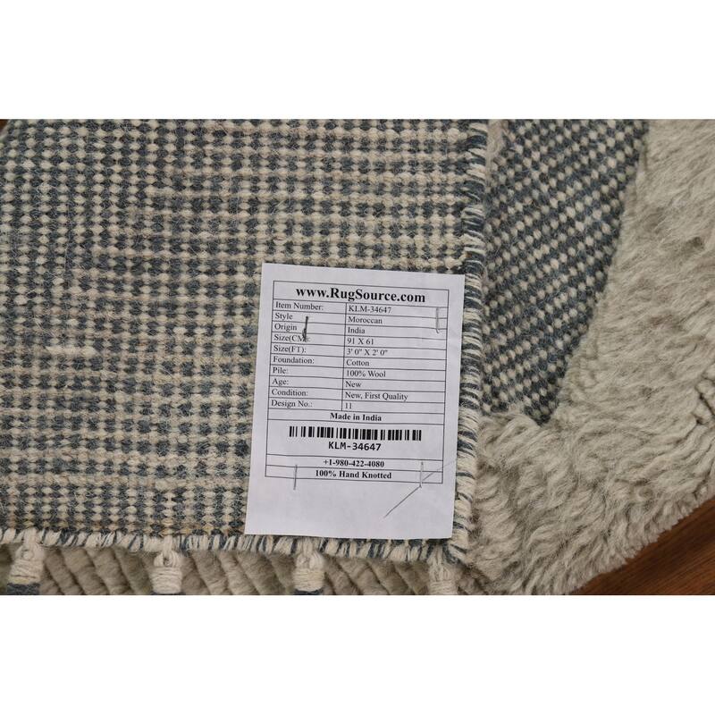 Plush Moroccan Oriental Accent Rug Handmade Wool Carpet - 2'0"x 3'0"