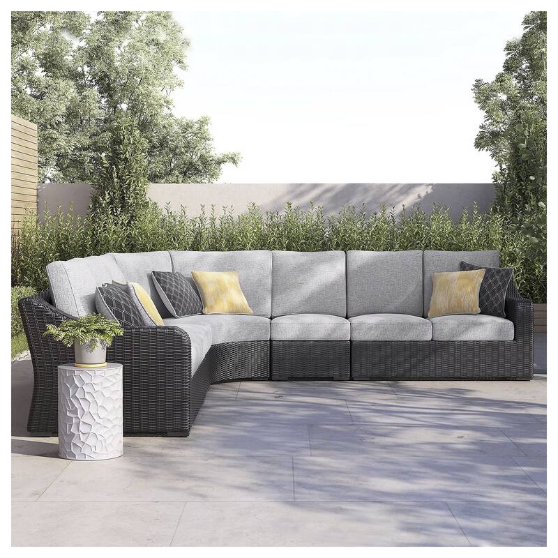Signature Design by Ashley Beachcroft Black/Gray 5-Piece Outdoor Sectional - 130"W x 130"D x 35.75"H - 130"W x 130"D x 35.75"H - Black/Gray