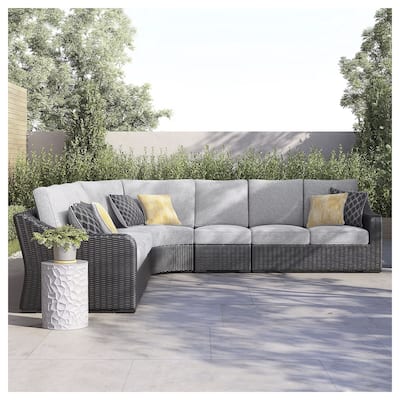Signature Design by Ashley Beachcroft Black/Gray 5-Piece Outdoor Sectional - 130"W x 130"D x 35.75"H