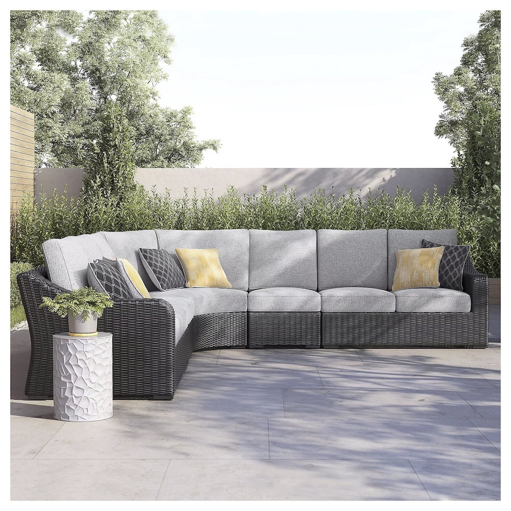Signature Design by Ashley Beachcroft Black/Gray 5-Piece Outdoor Sectional - 130"W x 130"D x 35.75"H