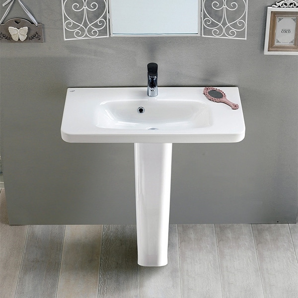 Nameeks 033300U-PED Cerastyle 31-1/2" Ceramic Pedestal Bathroom Sink - White / One Hole