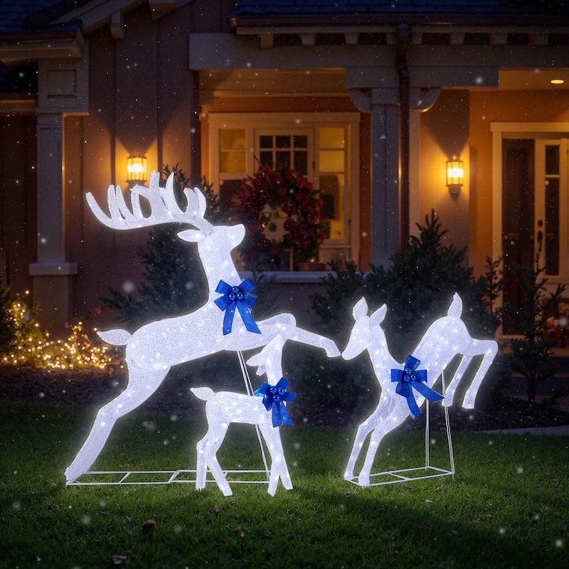 Costway 3 PCS Lighted Christmas Reindeer Family Set Holiday Decoration - See Details