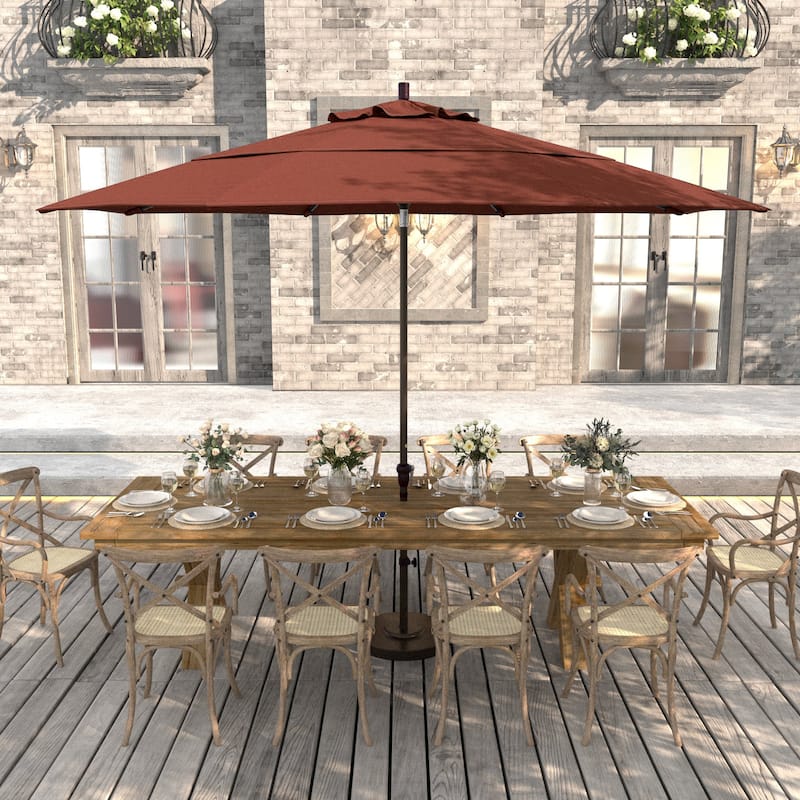 California Umbrella 11' Rd Sunset Series Patio Umbrella Bronze Aluminum Frame Crank Lift Auto Tilt Sunbrella