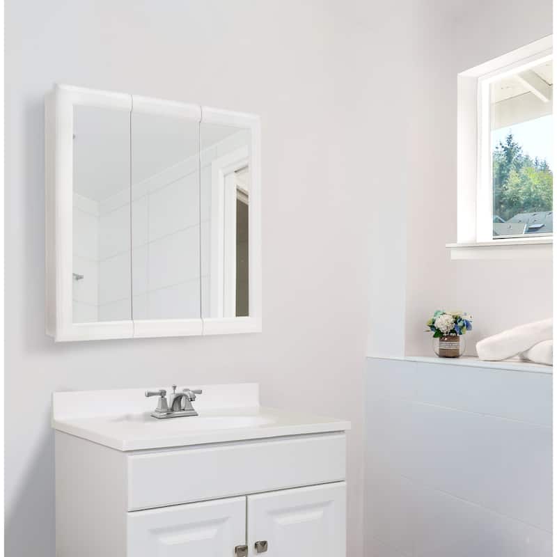 Design House White Bathroom Wall Cabinet with Mirrored Door