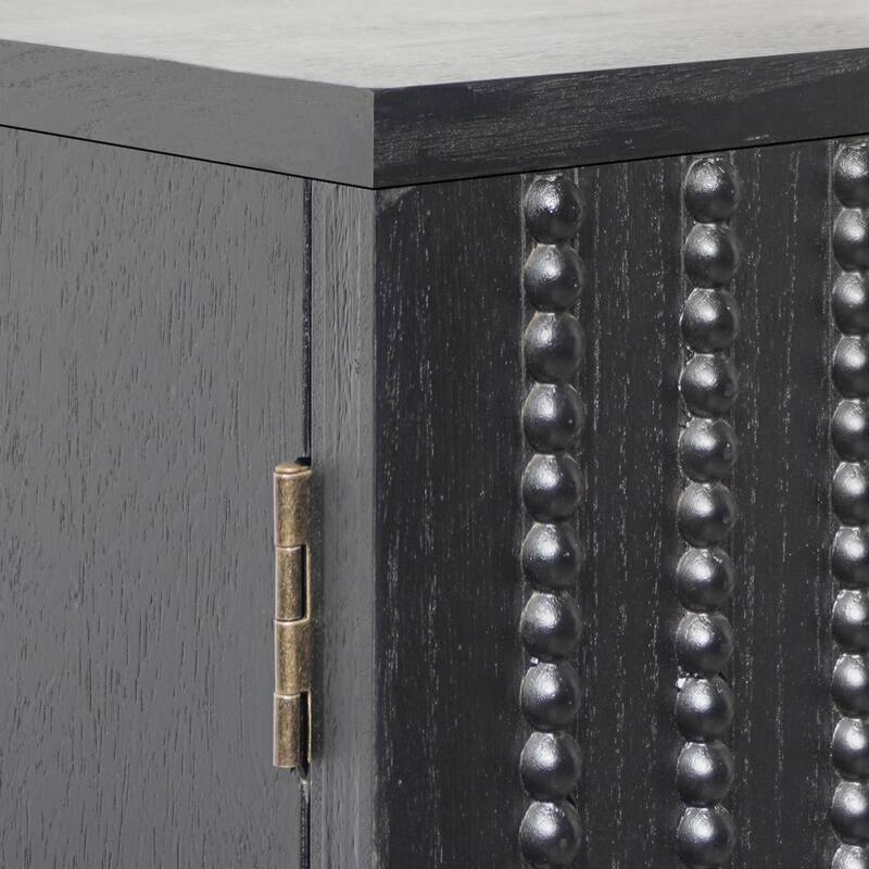 Modern Black Wood Storage Cabinet, 31in Accent Cabinet with Embossed Door for Living Room, Bedroom, or Entryway