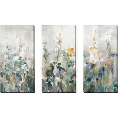 "Rustic Garden Neutral" 3 Piece Set on Canvas