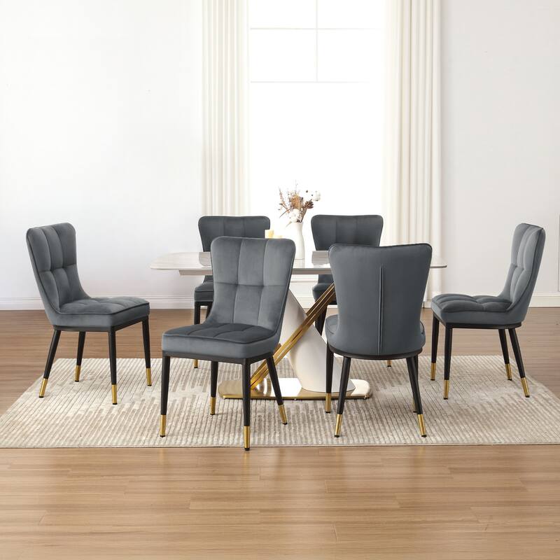 Modern Velvet Upholstered Dining Chairs, Set of 2/4 - 35.8"H x 18.9"W x 23.2"D