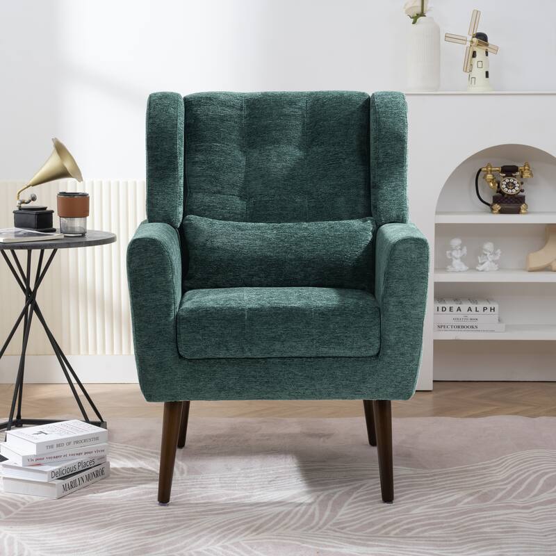 Modern Accent Chair Upholstered Foam Filled Living Room Chairs Comfy Reading Chair Green)