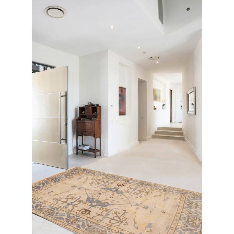 ECARPETGALLERY Hand-knotted Royal Oushak Ivory Wool Rug - 6'1 x 8'9