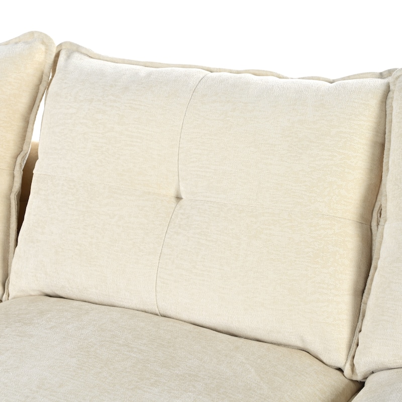 Luxurious U-Shaped Chenille Sectional Sofa with Adjustable Armrest Pillows and Button-Tufted Backrest