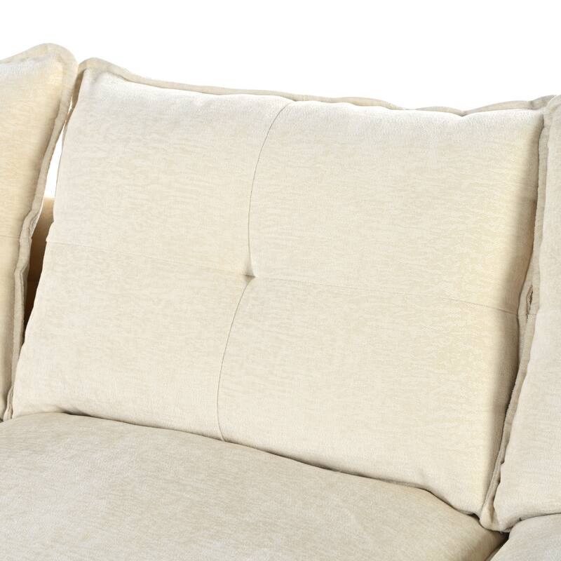 U-Shaped Chenille Sectional Sofa, Upholstered Deep Seat Couches with Adjustable Armrest Pillows and Button Tufted Backrest