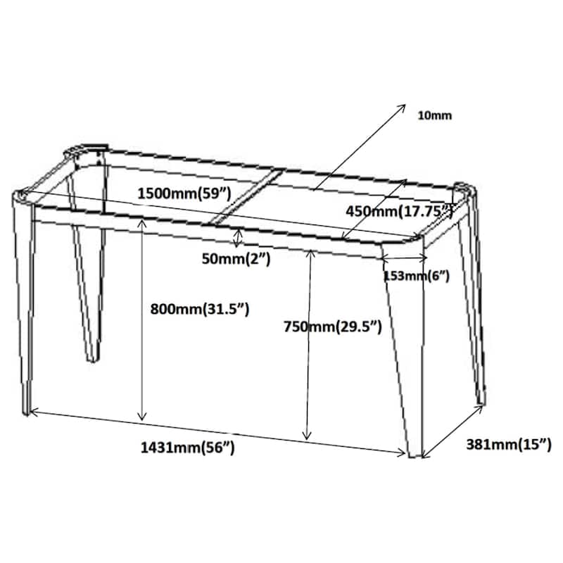 Rectangle Glass Top Console Table Silver and Grey