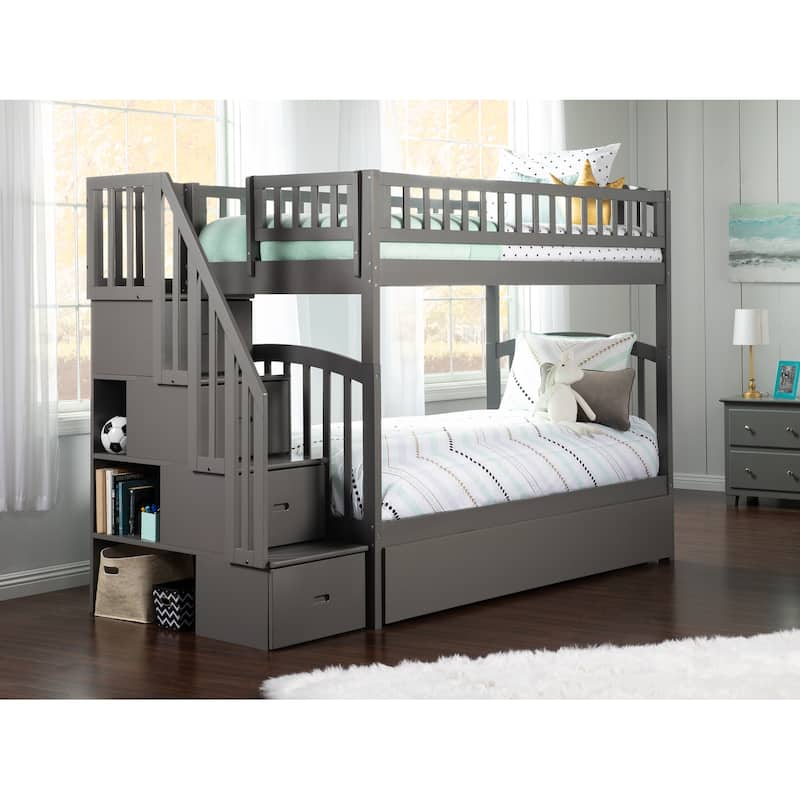 Westbrook Staircase Bunk Twin over Twin with Twin Trundle in Grey