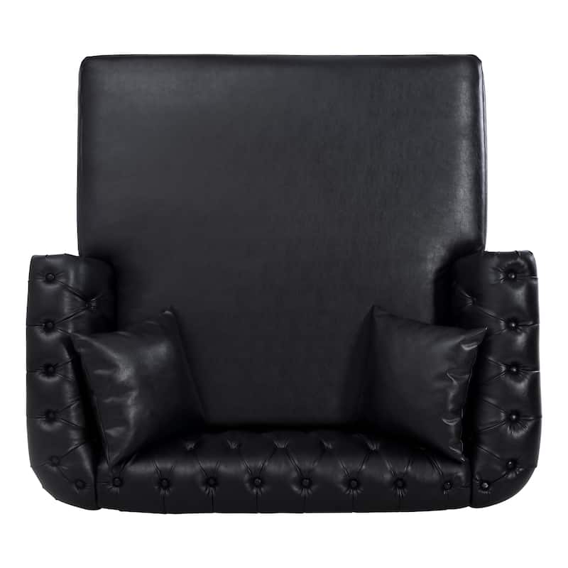 GDFStudio - Elara Luxe 63" Loveseat Chaise Lounge Couch with Upholstered PU Leather & Rolled Arm for Living Room or Office