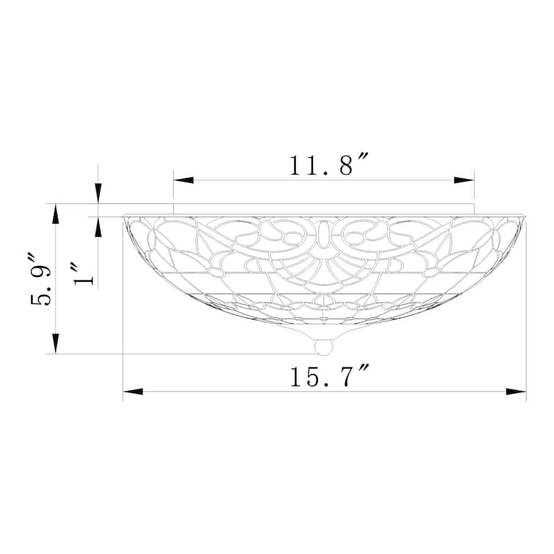 Elspeth Ivory Amber Flushmount Ceiling Lamp Tiffany Style Glass Shade - Ivory-Amber