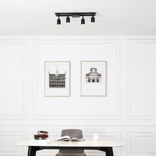 Modern Integrated LED Track Light, 28W Four Bulb with Rotating Heads, 3000K Modern Interior Spotlight, Black - 5.6" x 23.5"