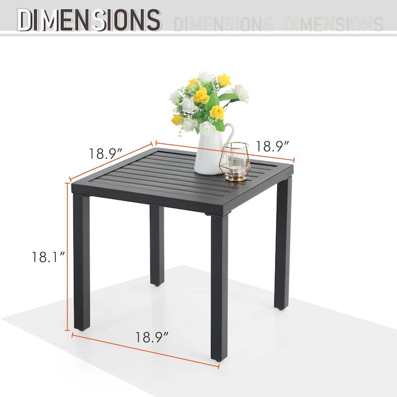 3-Piece Patio Dining Set, Small Square Coffee Table & C Spring Motion Chairs, Outdoor Conversation Sets