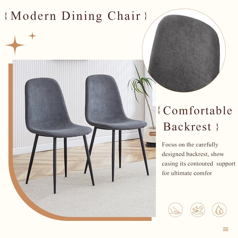 Kitchen Dining Table Set for 4/6/8, 67" Wood Table with Linen-Cotton Chairs, Stylish Dining Room Table Set for Gatherings