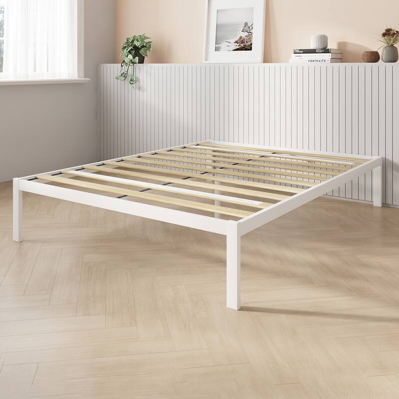 Novilla Platform Bed Frame with Wooden Slats Support Bed Bath