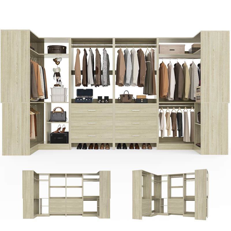 Cimly Set of 4 Closet Organizer with Drawers, U Shaped Freestanding Closet System