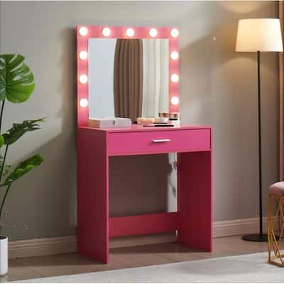Girls Makeup dressing Table with 3 Color LED Lighting Modes