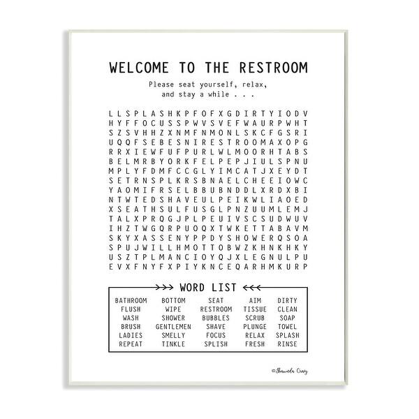 Stupell Industries Black and White Restroom Crossword Puzzle ...