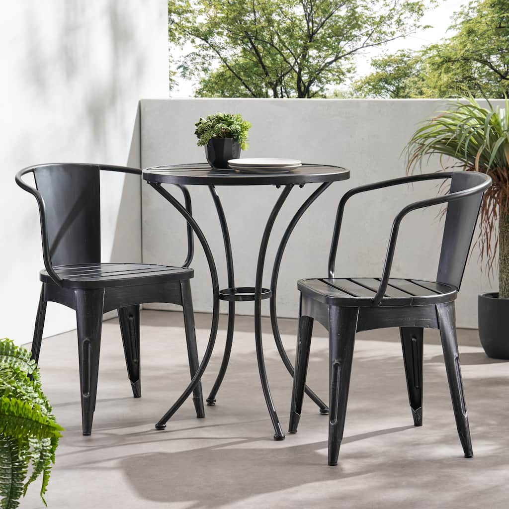 KOSSMAI 3-Piece Bistro Outdoor Dining Table Set Black