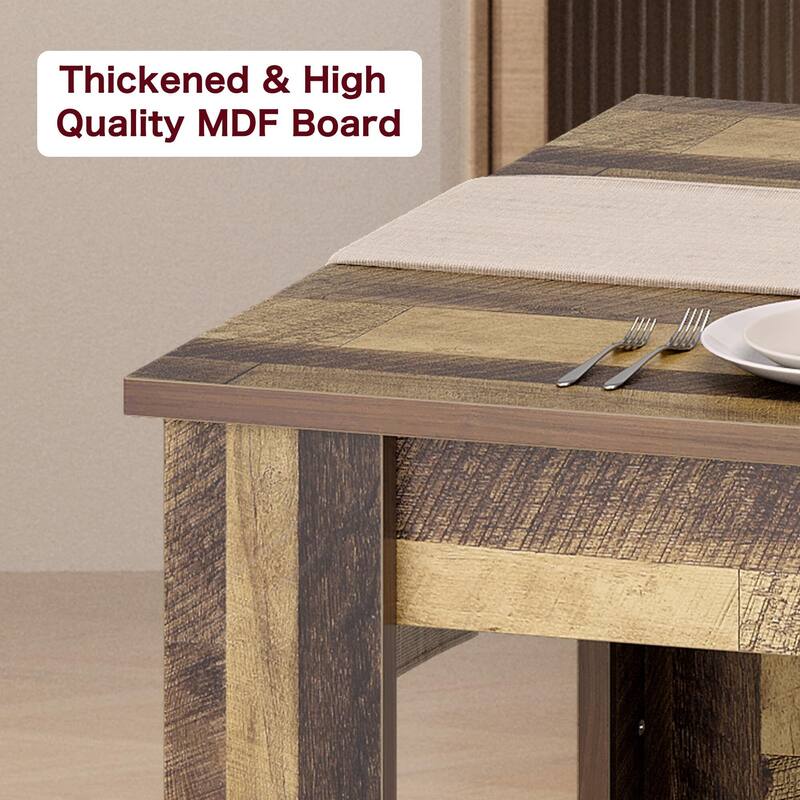 63" Wood Farmhouse Dining Table, for 4-6