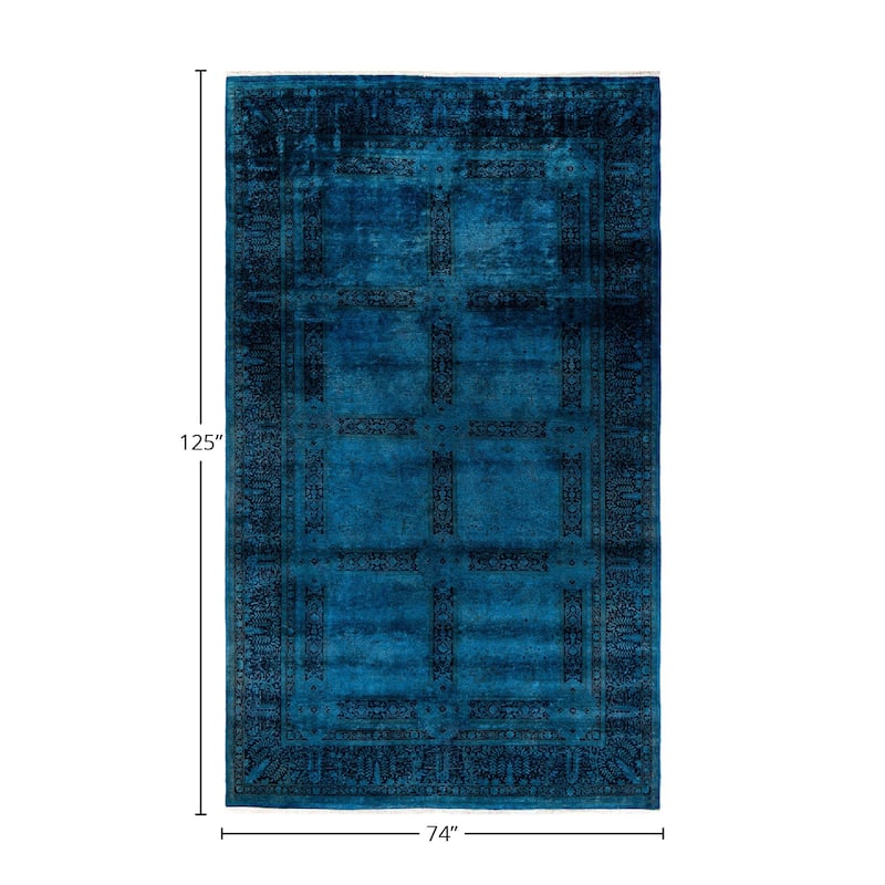 Fine Vibrance, One-of-a-Kind Hand-Knotted Area Rug - Blue, 6' 2" x 10' 5" - 6' 2" x 10' 5"
